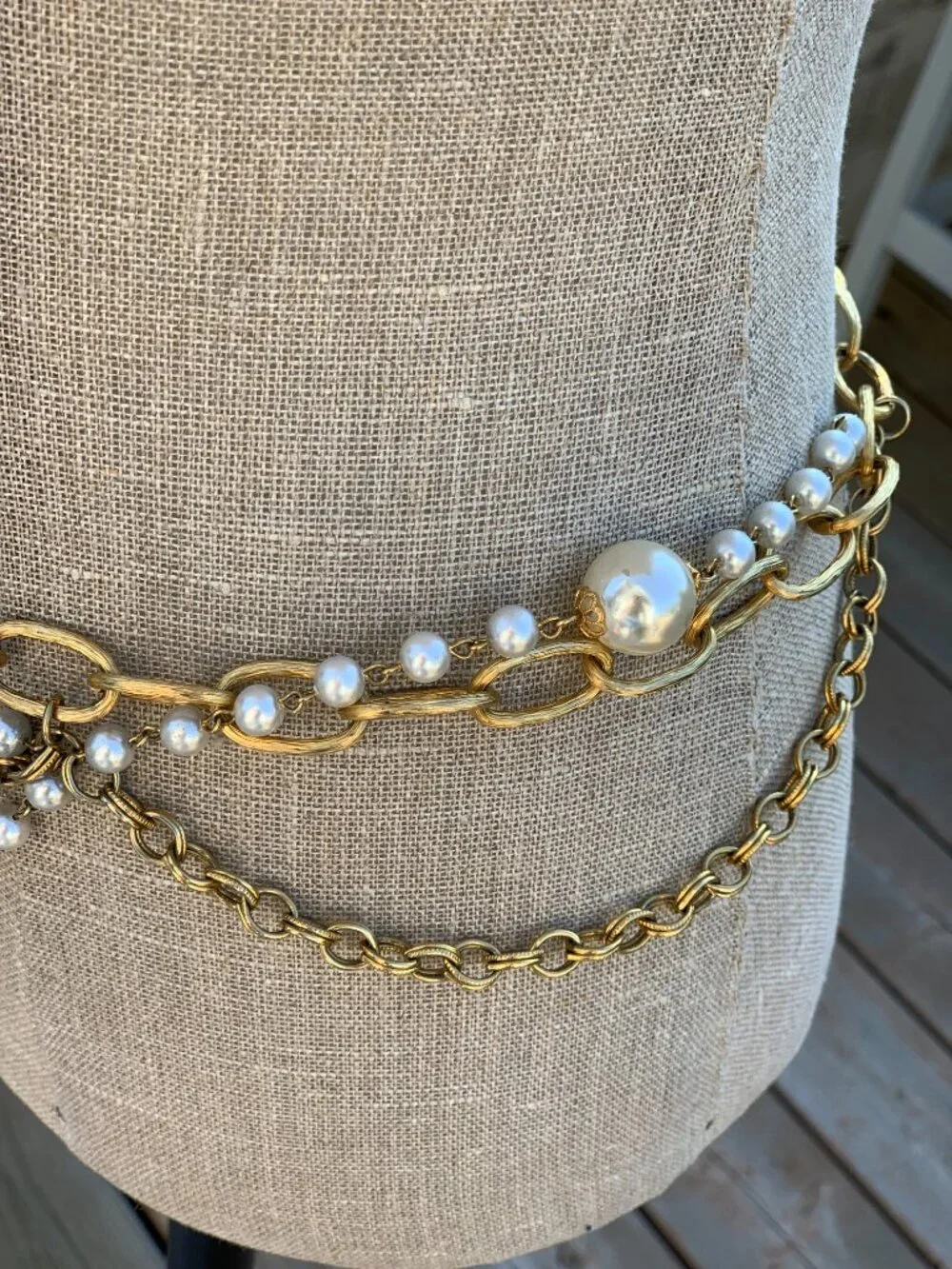 Vintage Chain Hip Waist Belt Gold Pearl Beads Bikini Beach Festival Boho Retro